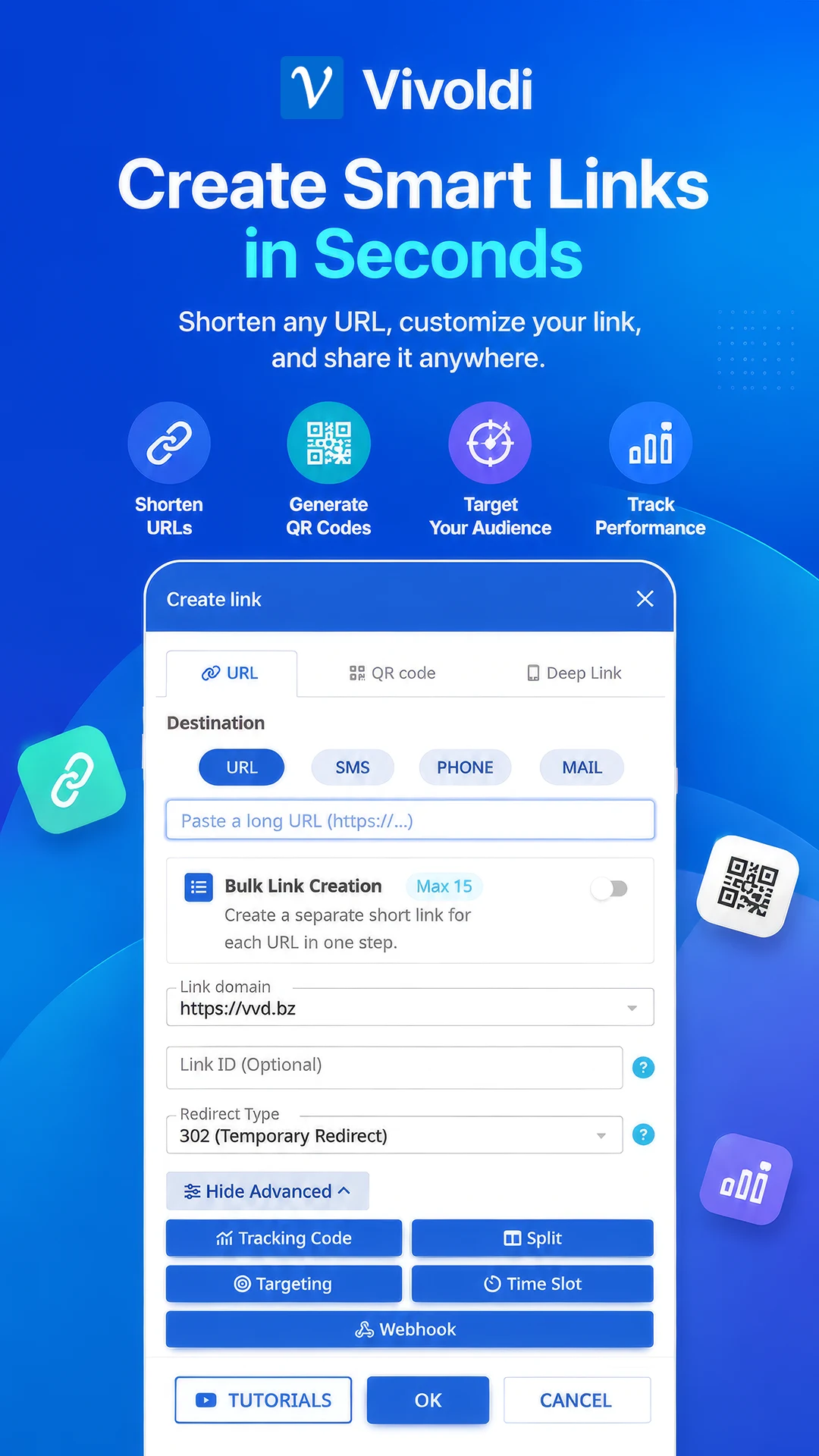 Vivoldi: URL Shortener & Links screenshot